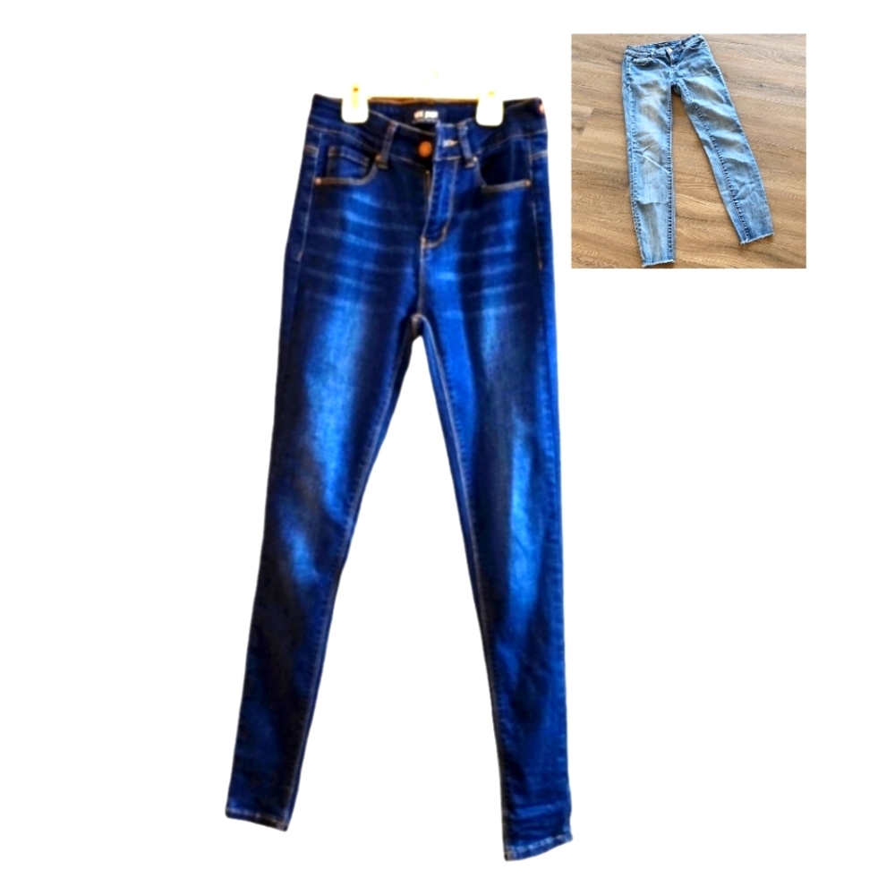 BUNDLE 2Wax Jeans Skinny Raw Hem Stretchy distressed Skinny 3 Juniors & 0/24 blu
